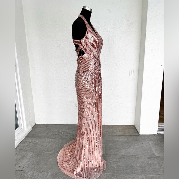 Mac Duggal Pink Sequin Beaded Prom Pageant Gown Women’s size 8 - Picture 9 of 12